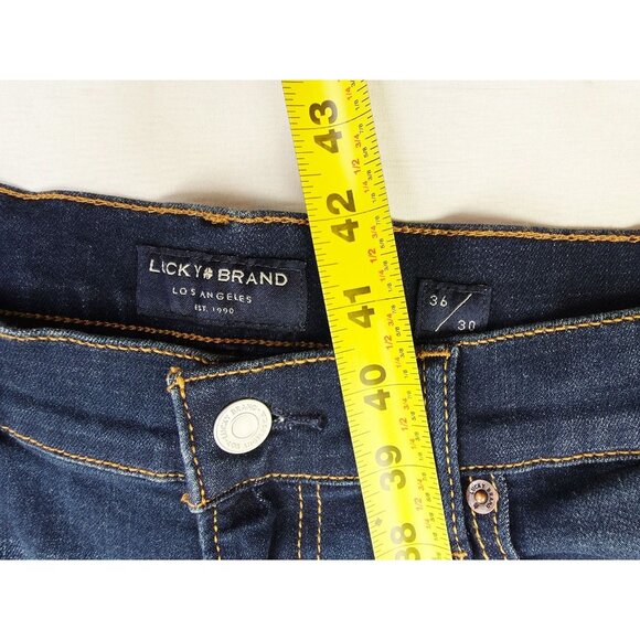 Lucky Brand Size 36X30 Mens 121 Slim Straight Blue Denim 5 Pocket Logo Tag Jeans - Picture 11 of 13